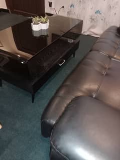 2 Seater Premium Quality Black Leather Sofa