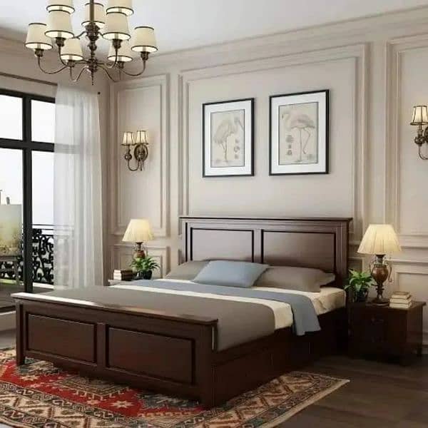 double bed/shesham wooden bed/bed set/bed dressing/bedroom furniture 5