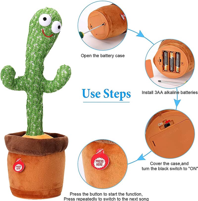 Dancing Cactus Talking Toy,Cactus Plush Toy,Wriggle& Singing Recording 0