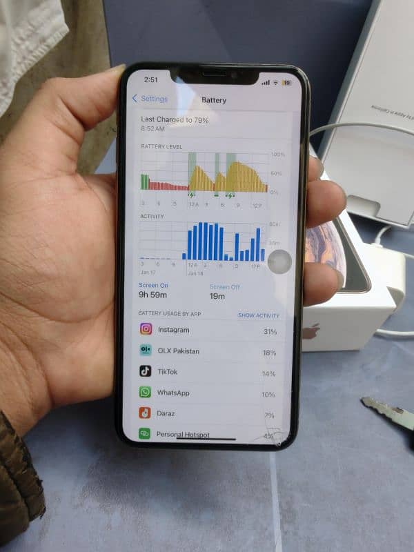 Iphone xs Max Dual Sim PTA 256 Gb With Box And Charger 5