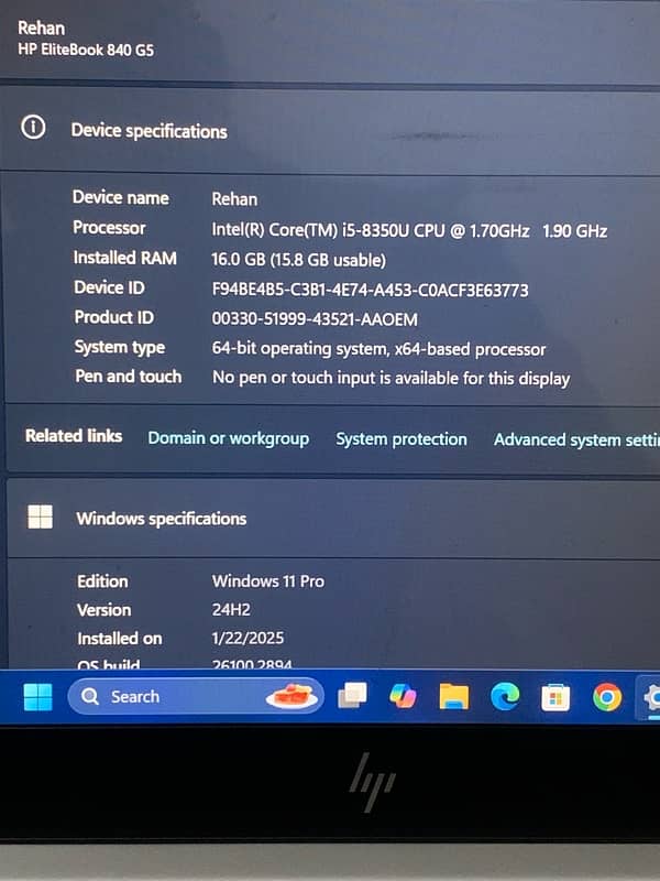 HP Core i5 8th gen 840 G5 10