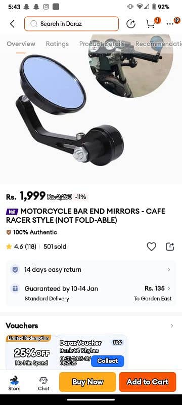 CAFE RACEER RETRO STYLE BIKE MIRROR NEW 3