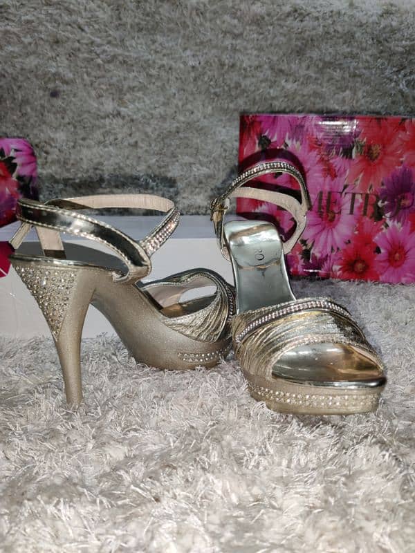 Golden Bridal Sandal Heels Original 2