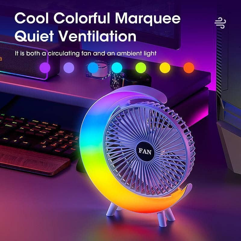 Multicolor Desk Fan With LED Lights 0