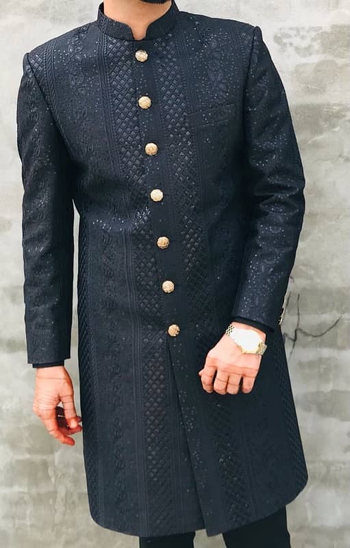 Groom Black Sherwani 0