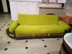 sofa cum bed, master molty foam extra lining, green color, like new