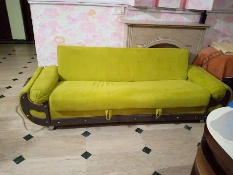 sofa cum bed, master molty foam extra lining, green color, like new 0