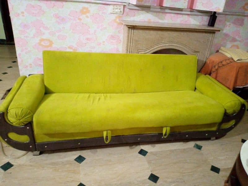 sofa cum bed, master molty foam extra lining, green color, like new 1