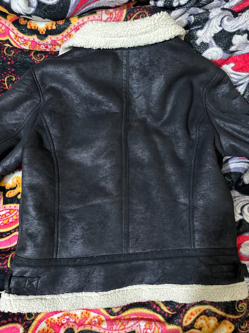 Hangten Faux Leather Fur Jacket Large size 1