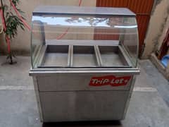 Food display steel counter with burners