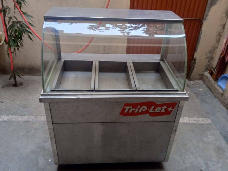 Food display steel counter with burners 0