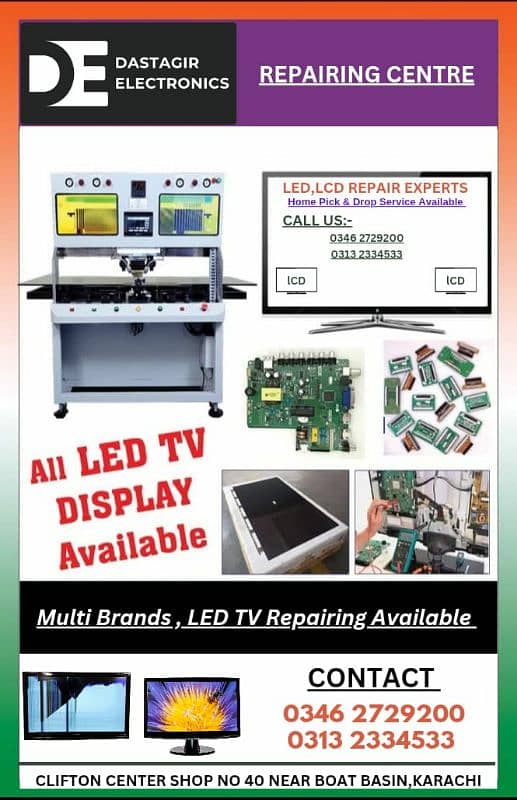 REPAIR ALL PANEL LED LCD TV: SHOP: 40. G MAIN CLIFTON CENTRE 1