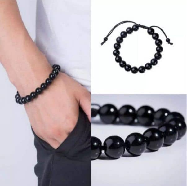 black beads bracelet for boys and mens 2