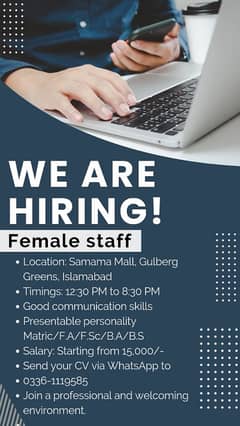 Female Office Assistan, and customer services