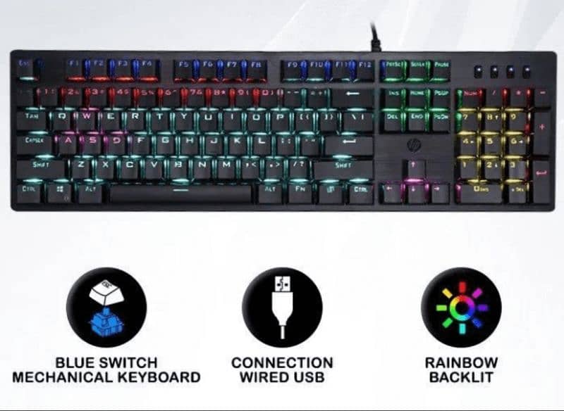 HP GK100F Mechanical Gaming Keyboard – Blue Switch 0