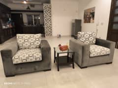 Almost new! 2 single-seater sofas + side table condition (9.5/10).