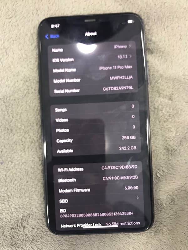 IPhone 11 Pro max 256 gb non pta All ok Battery health 93% with box 3