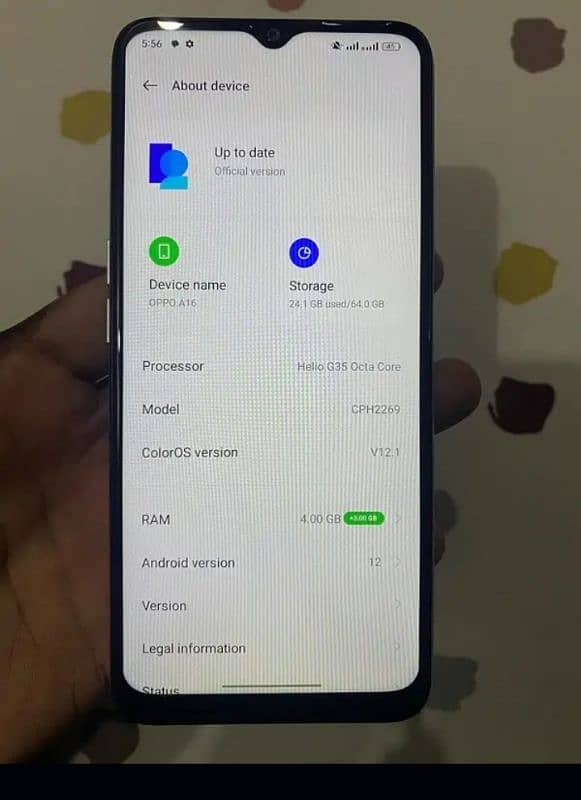 oppo a16 4 64 with full box 10 by 10 condition PTA officially approved 3