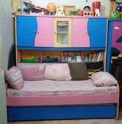 DRAW BED WITH CUPBOARD AND SHELF