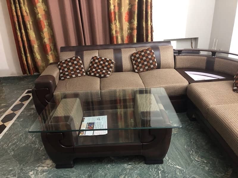 L shape sofa set with Center table for sale 0