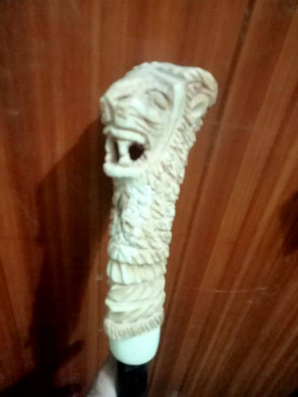 Handcrafted lion head bone wooden walking stick whatsapp 03071138819 2