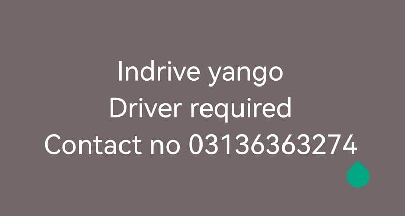 Driver required Indrive/yango 1