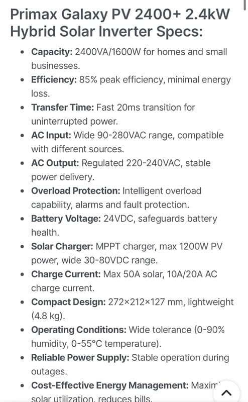 Primax Galaxy PV 2400+2.4 KW Hybrid solar inveter 2