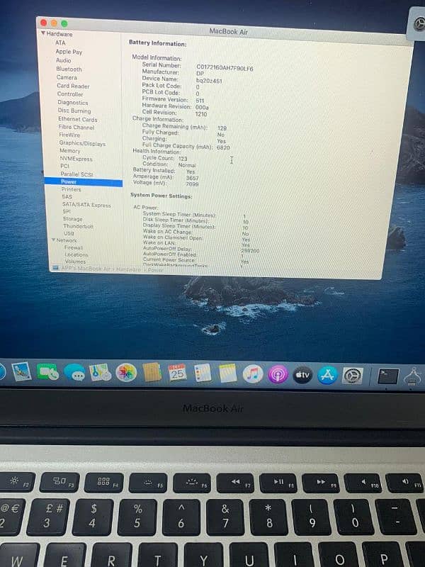 MacBook air 2017 modal ram 8 256 ssd 1