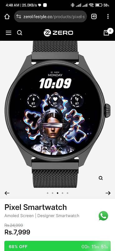 Zero pixel smart watch Black limited edition 3