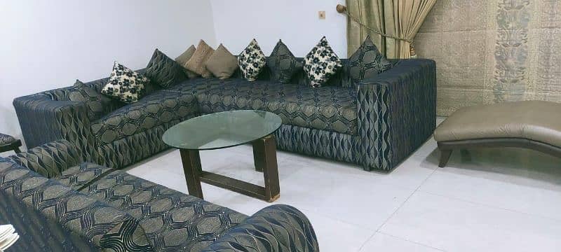 sofa cum bed and l shape sofa with table 0