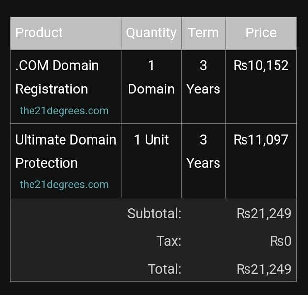 Selling Domain (the21degrees. com) 03087744028 1