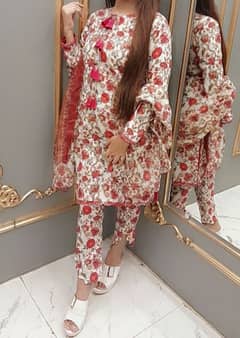 3 pcs floral print suit