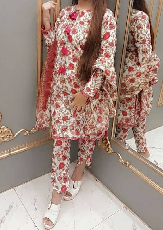 3 pcs floral print suit 0