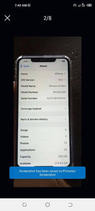 iPhone xsmax non pta 256 Storage 7