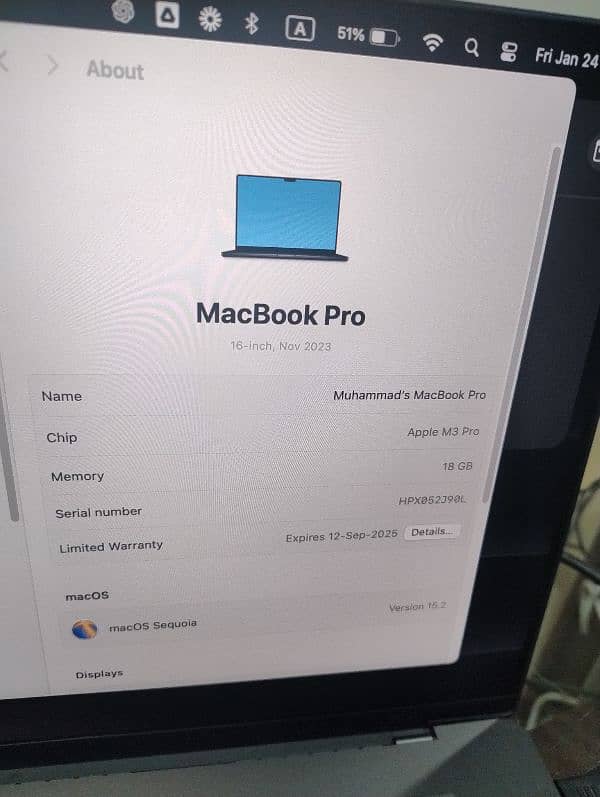 M3 Macbook Pro 18gb 512 16inch 1