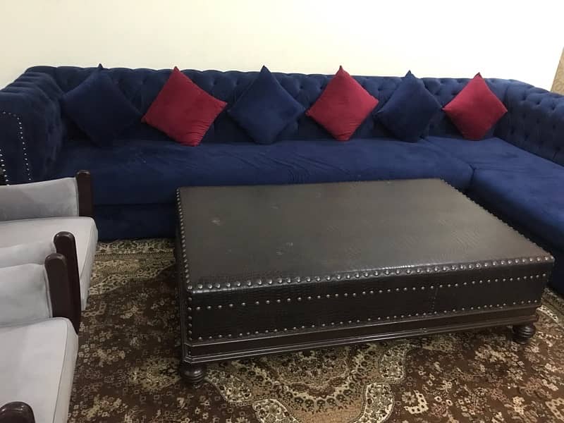 L shape sofa with different items . in very good condition like new. 7