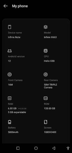 Infinix note 12 11GB RAM 128GB Rom