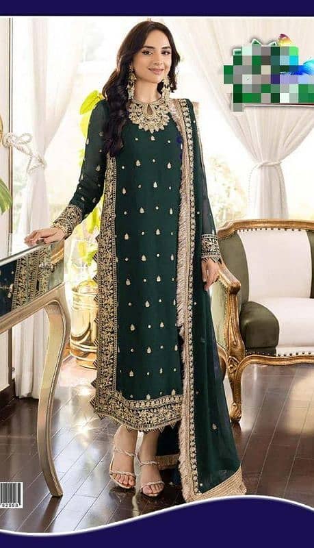 3 Pcs Women's Unstitched Embroidered Suit 1