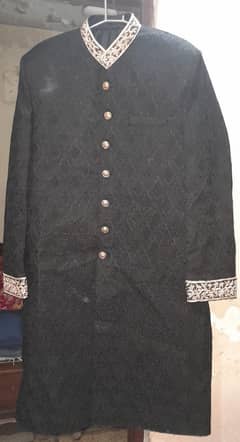 Black Sherwani with turban and khussa