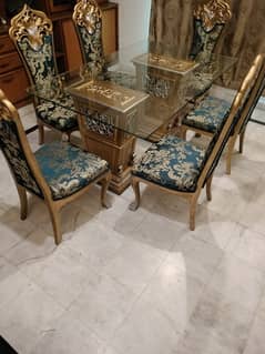 6 Chairs Dining Table with Glass Top 12 MM