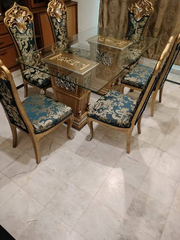 6 Chairs Dining Table with Glass Top 12 MM 3