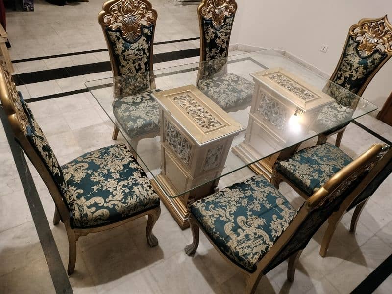 6 Chairs Dining Table with Glass Top 12 MM 4