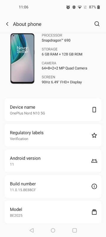 One plus Nord 10 5G 6gb 128gb 0