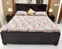 Wooden Bed with 2 side tables for sale