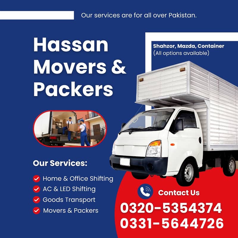 Movers Packer/home & Ac shifting/Shehzor Mazda/Goods Transport service 0