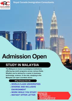 Study in Malaysia / Study Visa for Malaysia / Visa Available