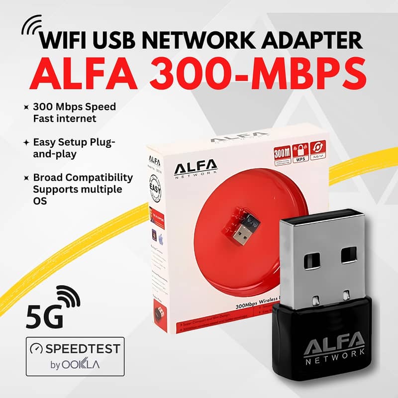 Alfa Mini WiFi USB Adapter 300Mbps– High-Performance Wireless Dongle 1