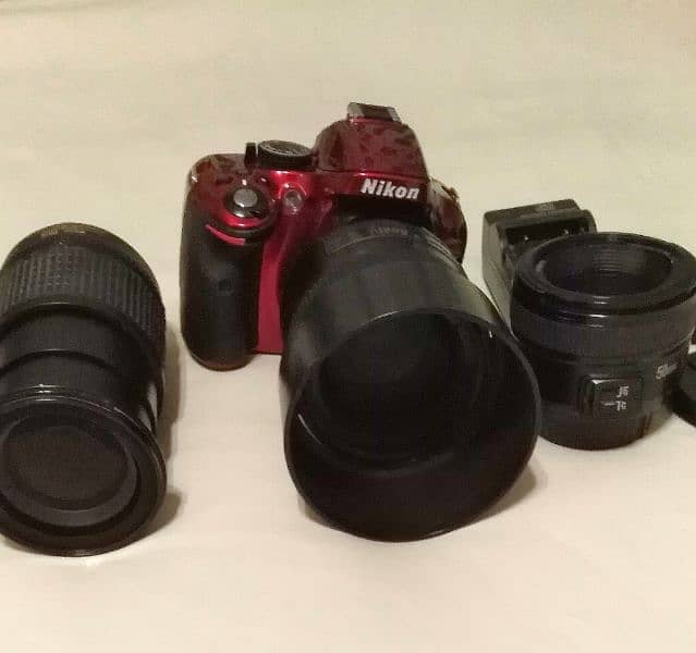 Nikon D5200 2 Lenses 50mm F1.8 + Nikon 18-135mm, Red Color, 1st Owner 9