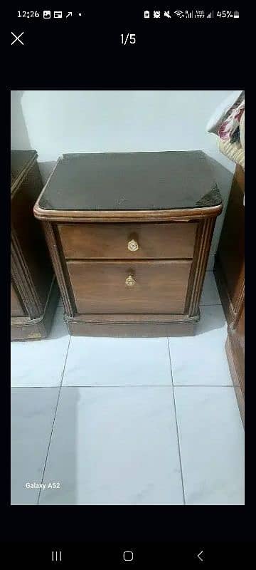 king size bed set, mirror table, 3 door almari 3