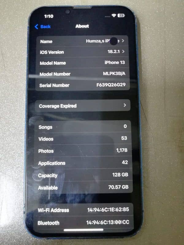 Iphone 13 non pta Factory 128gb condition pics me dekh ley 2